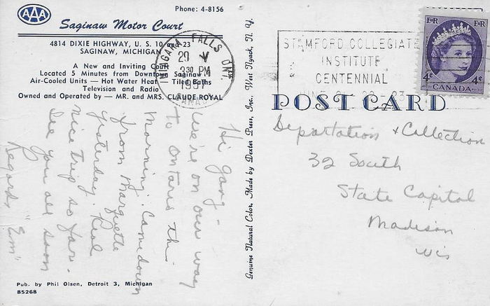 Saginaw Motor Court - Old Postcard